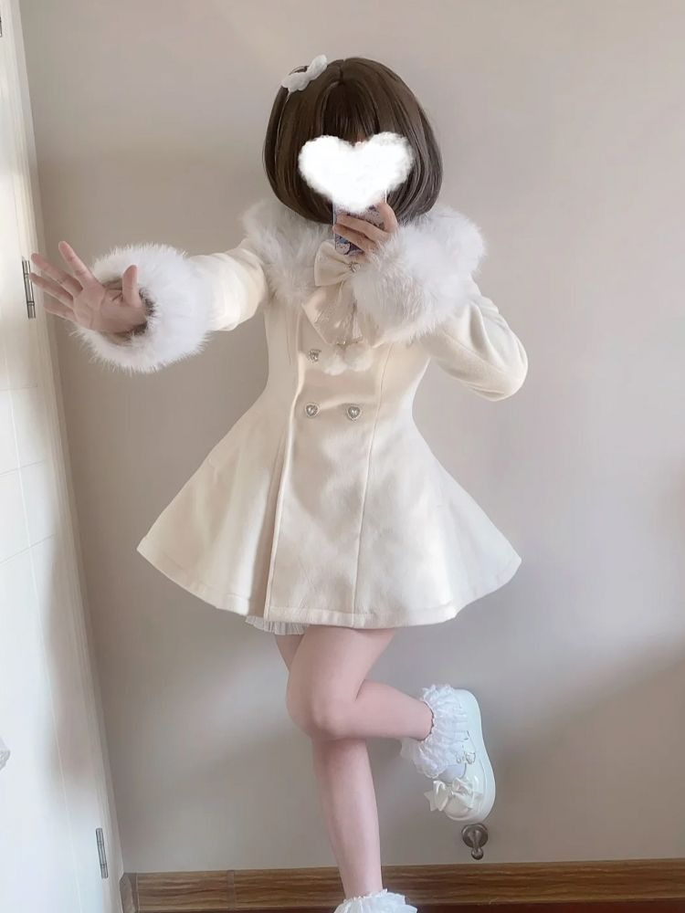 Wool Coat Peacoat - Abrigo Elegante Kawaii Japonés de Otoño