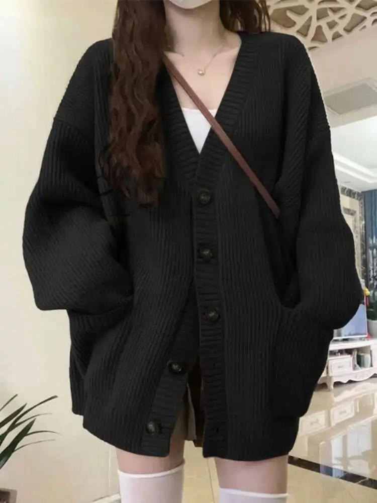 Wool Coat Peacoat - Cárdigan holgado de manga larga con