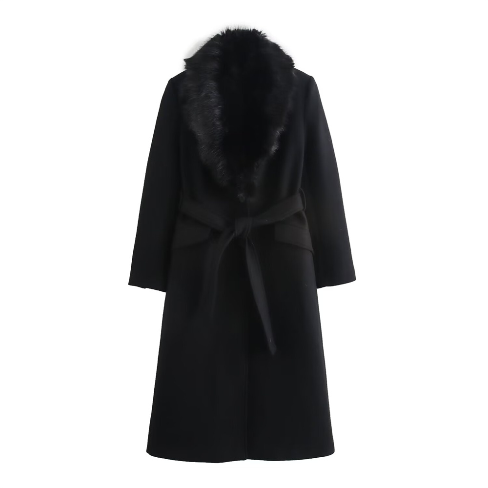 Abrigo con cuello de piel cáli - Wool Coat Peacoat reseña y precio