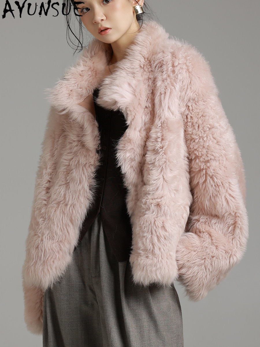AYUNSUE Abrigo de piel de ovej - Wool Coat Peacoat reseña y precio