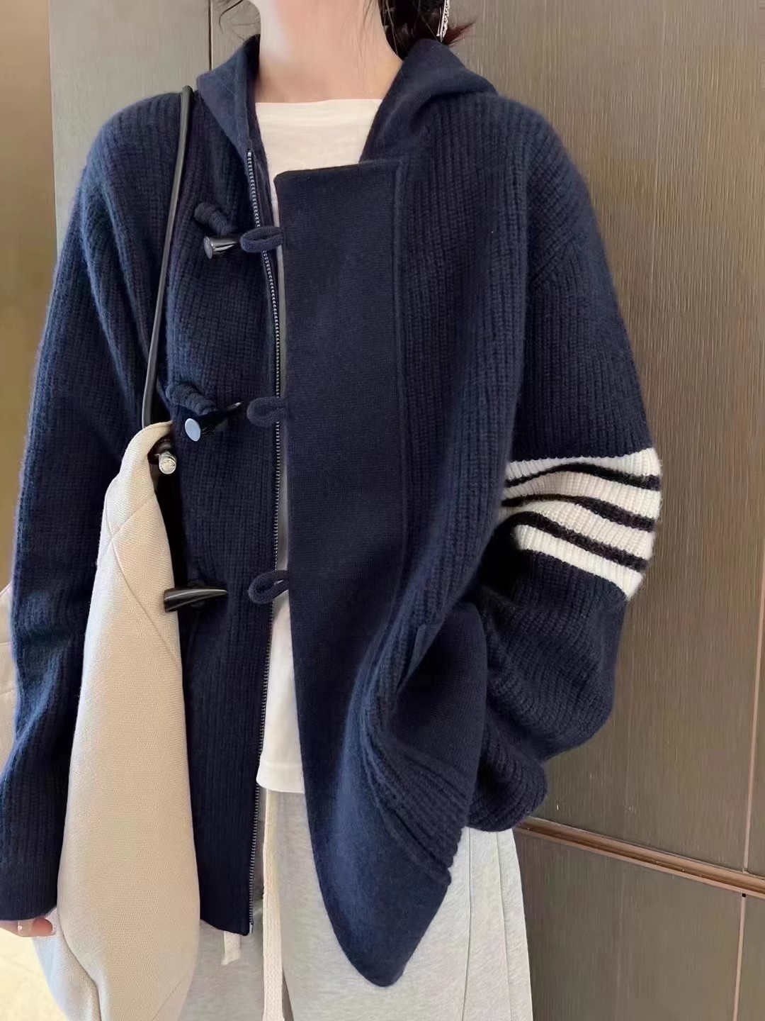 TB-cárdigan de punto con capuc - Wool Coat Peacoat reseña y precio
