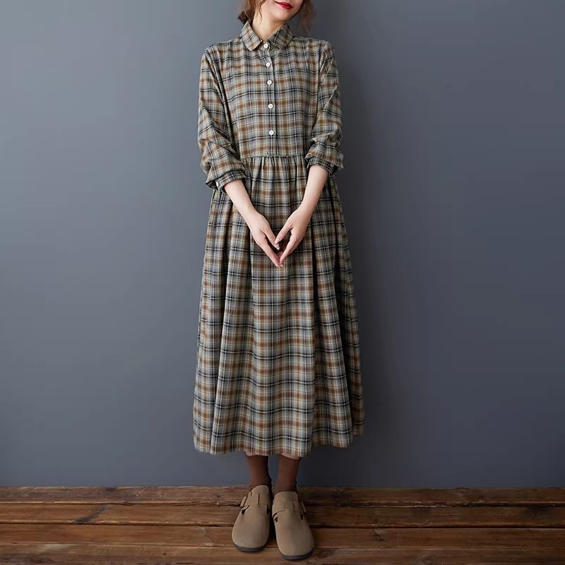 Vestido Camisero Coreano Retro - Flannel Shirt Lined reseña y precio