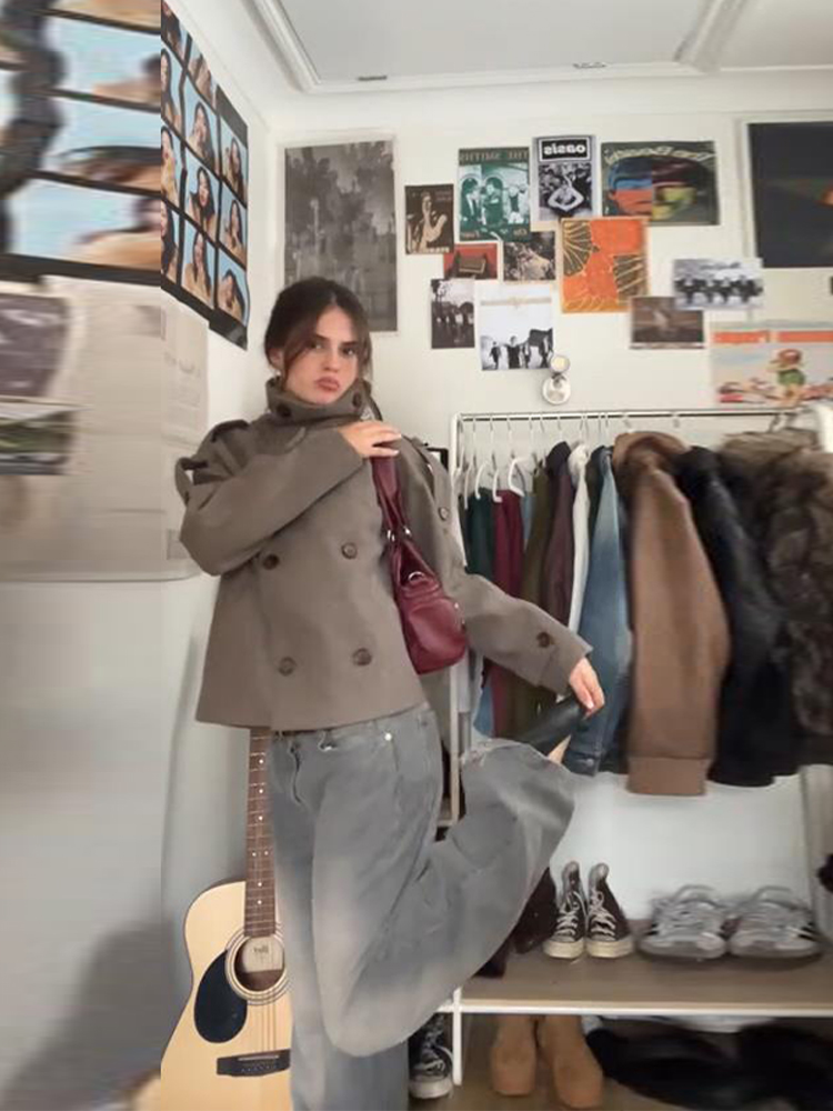 Chaqueta de mujer marrón con c - Wool Coat Peacoat reseña y precio