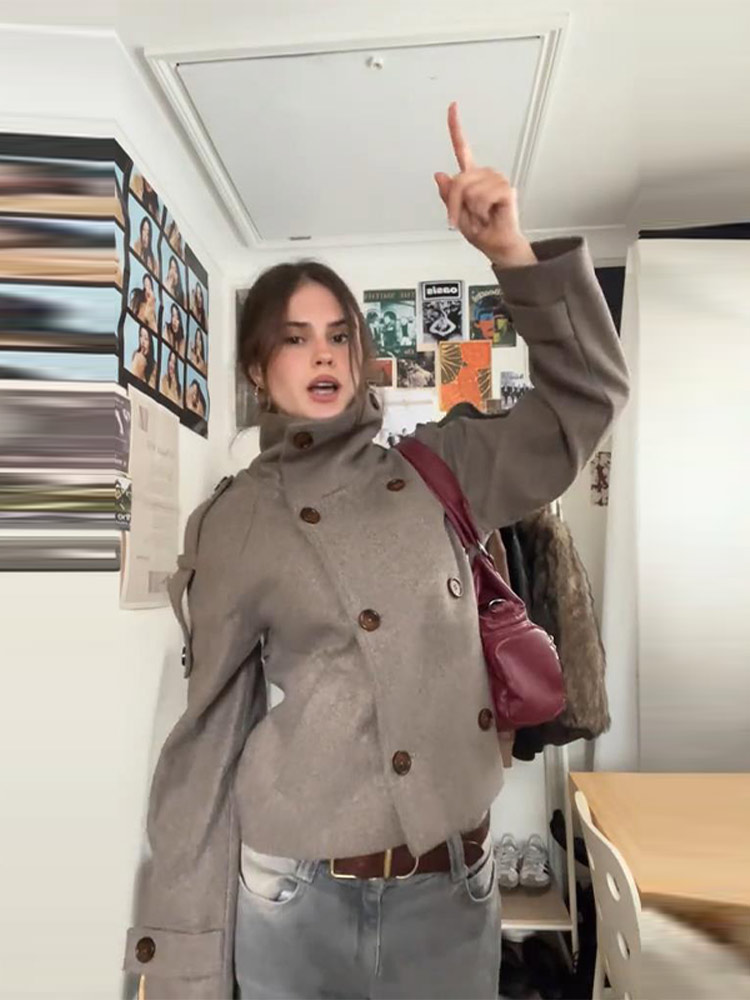 Chaqueta de mujer marrón con c - Wool Coat Peacoat reseña y precio