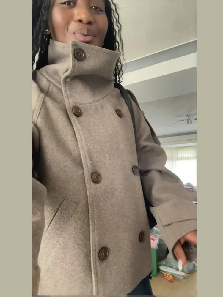 Chaqueta de mujer marrón con c - Wool Coat Peacoat reseña y precio
